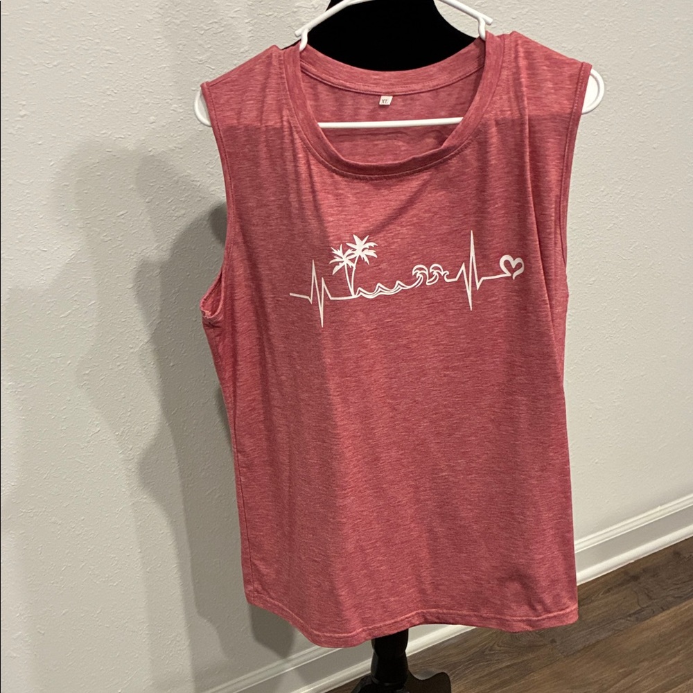 Sleeveless Red Graphic Women's Top